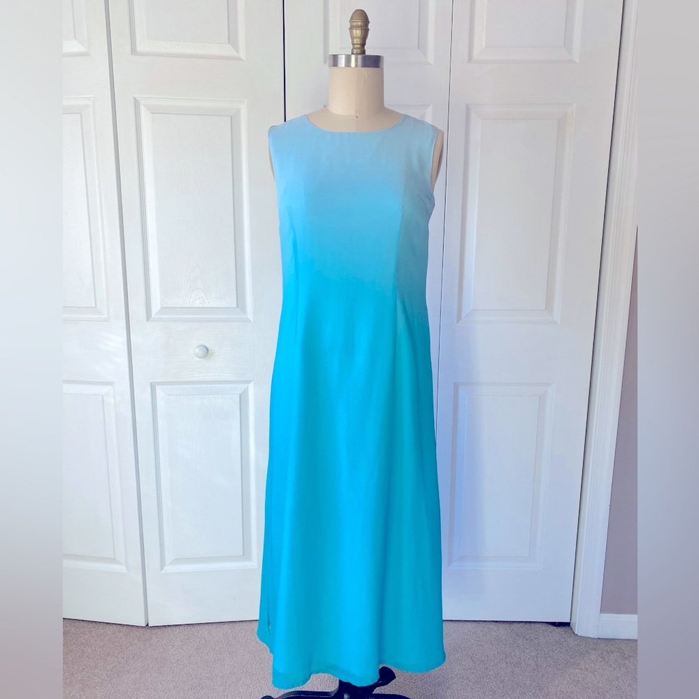 Victoria Holley Vintage Aqua Blue Ombré Dress